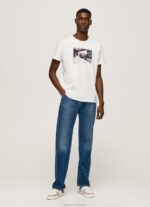 Men White Pepe Jeans Photo Print T-Shirt 60J40955 - Image 2