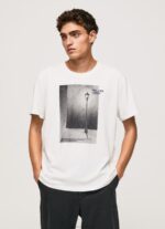 Men White Pepe Jeans Photo Print T-Shirt 60J40958