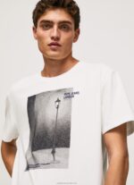 Men White Pepe Jeans Photo Print T-Shirt 60J40958 - Image 3