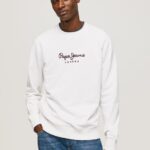 Men White Pepe Jeans Printed Logo Cotton Jumper 60J40880