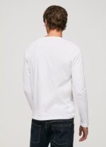 Men White Pepe Jeans Printed Logo Cotton T-Shirt 60J401018 - Image 4