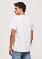 Men White Pepe Jeans Printed Logo Cotton T-Shirt 60J40921 - Image 5