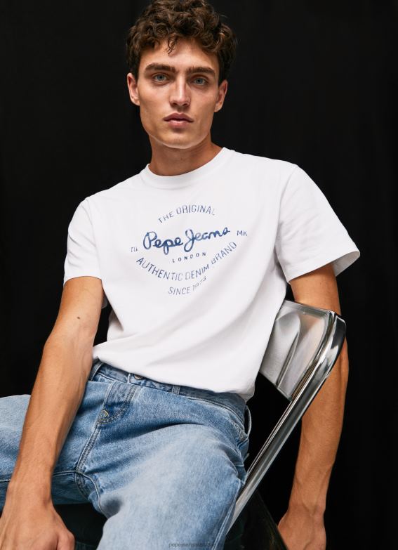 men_white_pepe_jeans_printed_logo_cotton_t_shirt_60j40921.jpg Men White Pepe Jeans Printed Logo Cotton T-Shirt 60J40921 - Image 1
