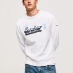 Men White Pepe Jeans Rounded Collar Cotton Jumper 60J40877