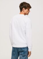 Men White Pepe Jeans Rounded Collar Cotton Jumper 60J40877 - Image 4