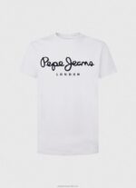 Men White Pepe Jeans Short-Sleeved Cotton T-Shirt 60J401002 - Image 5
