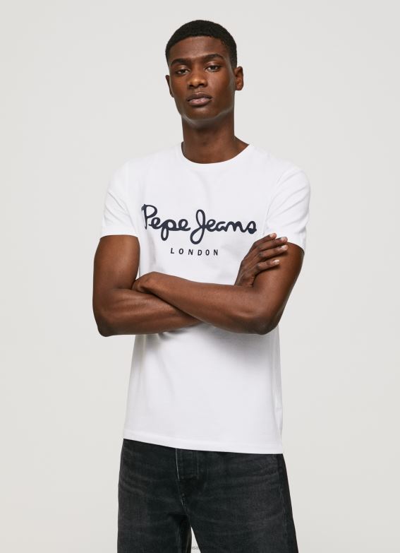 men_white_pepe_jeans_short_sleeved_cotton_t_shirt_60j401002.jpg Men White Pepe Jeans Short-Sleeved Cotton T-Shirt 60J401002 - Image 1