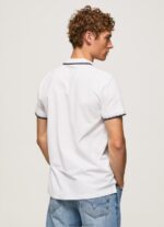 Men White Pepe Jeans Trimmed Cotton Pique Polo Shirt 60J401090 - Image 4