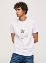 Men White Pepe Jeans Union Jack Flag Cotton T-Shirt 60J40945