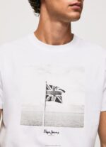 Men White Pepe Jeans Union Jack Flag Cotton T-Shirt 60J40945 - Image 3