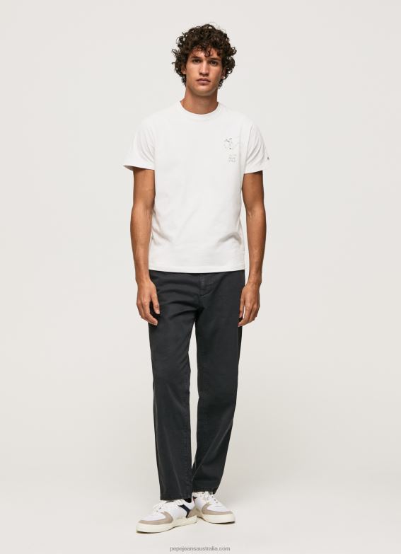 Men White Pepe Jeans Washed And Dyed Cotton T-Shirt 60J40942 - Image 2