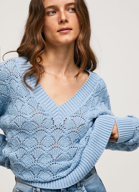 women_bay_pepe_jeans_relaxed_fit_openwork_jersey_60j40229.jpg Women Bay Pepe Jeans Relaxed Fit Openwork Jersey 60J40229 - Image 1