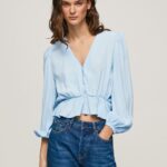 Women Bay Pepe Jeans V-Neck Cropped Fit Top 60J40326