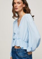 Women Bay Pepe Jeans V-Neck Cropped Fit Top 60J40326 - Image 3