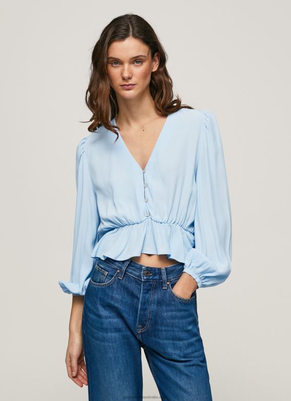 women_bay_pepe_jeans_v_neck_cropped_fit_top_60j40326.jpg Women Bay Pepe Jeans V-Neck Cropped Fit Top 60J40326 - Image 1
