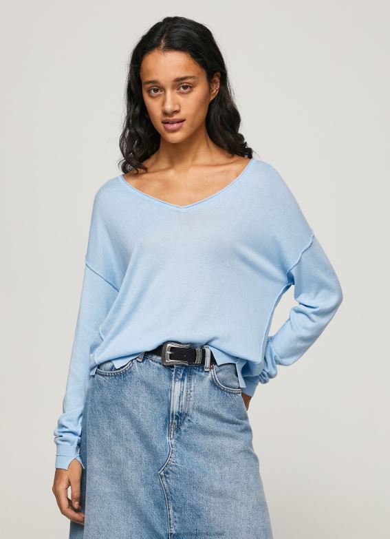 women_bay_pepe_jeans_v_neckline_relaxed_fit_jersey_60j40249.jpg Women Bay Pepe Jeans V Neckline Relaxed Fit Jersey 60J40249 - Image 1