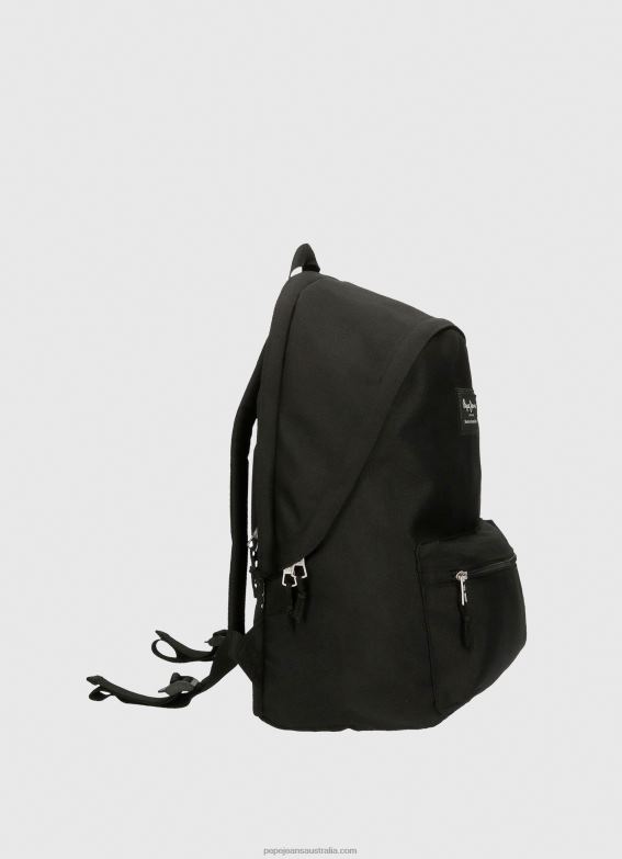Women Black Pepe Jeans Aris Double Zip Performance Backpack 60J40752 - Image 2