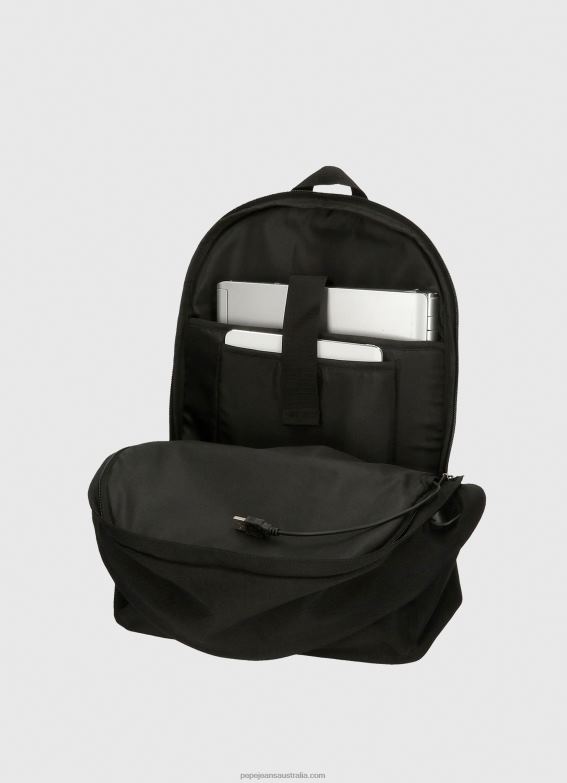 Women Black Pepe Jeans Aris Double Zip Performance Backpack 60J40752 - Image 5