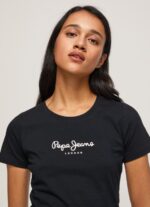 Women Black Pepe Jeans Basic Logo T-Shirt 60J40400