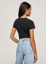 Women Black Pepe Jeans Basic Logo T-Shirt 60J40400 - Image 4