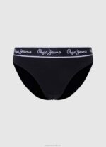 Women Black Pepe Jeans Classic Panty With Printed Logo 60J40550