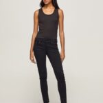 Women Black Pepe Jeans Classic Skinny Trousers 60J40297