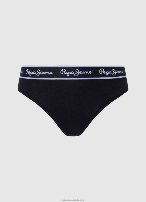 women_black_pepe_jeans_classic_thong_with_printed_logo_60j40549.jpg Women Black Pepe Jeans Classic Thong With Printed Logo 60J40549 - Image 1