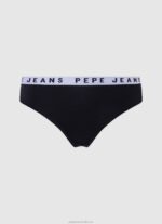 Women Black Pepe Jeans Classic Thong With Printed Logo 60J40569