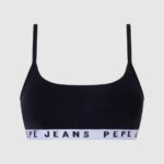Women Black Pepe Jeans Cotton Sports Bra 60J40567