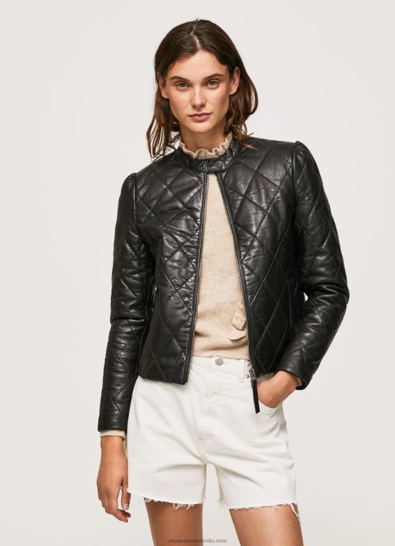 women_black_pepe_jeans_diamond_design_leather_jacket_60j40140.jpg Women Black Pepe Jeans Diamond Design Leather Jacket 60J40140 - Image 1