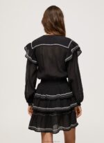 Women Black Pepe Jeans Embroidered Detailing Mini Dress 60J40190 - Image 4