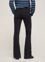 Women Black Pepe Jeans Flare Slim Trousers 60J40294 - Image 5