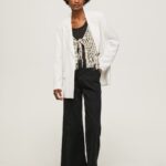 Women Black Pepe Jeans Flared Cotton Trousers 60J40313