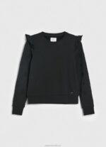 Women Black Pepe Jeans Frilled Cotton Jumper 60J40283 - Image 5