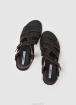 Women Black Pepe Jeans Hayes Rome Flat Sandals 60J40657 - Image 2