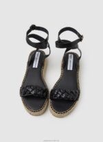 Women Black Pepe Jeans Kate Braided Wedge Sandals 60J40676 - Image 2