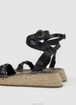 Women Black Pepe Jeans Kate Braided Wedge Sandals 60J40676 - Image 4