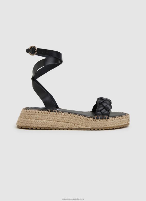 women_black_pepe_jeans_kate_braided_wedge_sandals_60j40676.jpg Women Black Pepe Jeans Kate Braided Wedge Sandals 60J40676 - Image 1