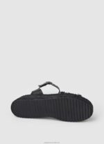 Women Black Pepe Jeans Kate Fabric Wedge Sandals 60J40671 - Image 5