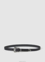 Women Black Pepe Jeans Leather Thin Belt 60J40759 - Image 3
