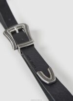 Women Black Pepe Jeans Leather Thin Belt 60J40759 - Image 4