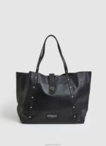 Women Black Pepe Jeans Leather Tote Bag 60J40747