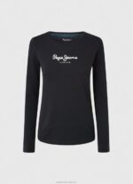 Women Black Pepe Jeans Long-Sleeved Cotton T-Shirt 60J40471 - Image 5