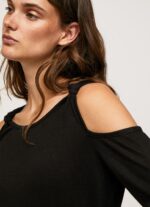 Women Black Pepe Jeans Long Sleeved T-Shirt With Straps 60J40399 - Image 3