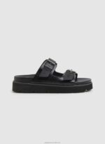 Women Black Pepe Jeans Pola Park Double Buckle Sandals 60J40670