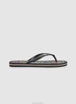 Women Black Pepe Jeans Rake Letters Beach Flip Flops 60J40697