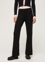 Women Black Pepe Jeans Ribbed Knit Trousers 60J40306 - Image 2