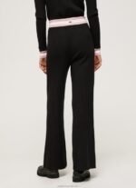 Women Black Pepe Jeans Ribbed Knit Trousers 60J40306 - Image 3