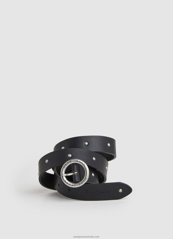 women_black_pepe_jeans_round_buckle_leather_belt_60j40762.jpg Women Black Pepe Jeans Round Buckle Leather Belt 60J40762 - Image 1