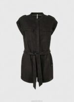 Women Black Pepe Jeans Short Jumpsuit With Belt 60J40177 - Image 5